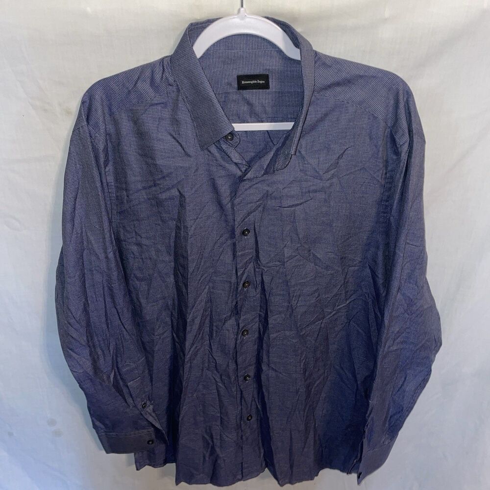 Ermenegildo Zegna Men’s Dress Shirt Size Large Blue Business Formal City